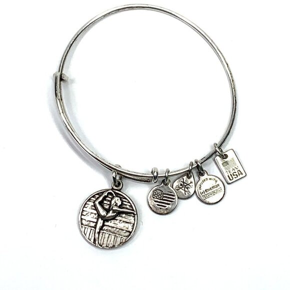 Alex and Ani Team USA Gymnastics Charm Bracelet Silver 2"- 3.5" - Picture 1 of 2
